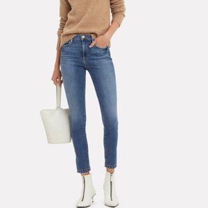 FRAME Le High Studded Skinny Jeans Medium Wash Raw Hem Women's Size 29 H13100
